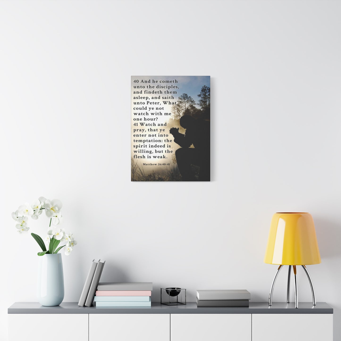 Matthew 26:40-41 Watch and Pray Bible Verse Canvas – Christian Wall Art, Ready to Hang