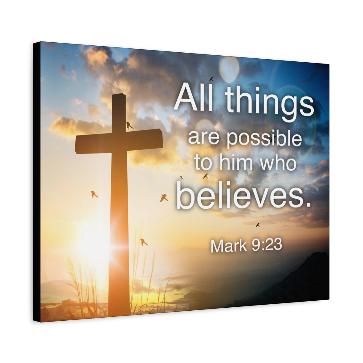 Scripture Canvas All Things Are Possible Mark 9:23 Christian Wall Art Bible Verse Print Ready to Hang