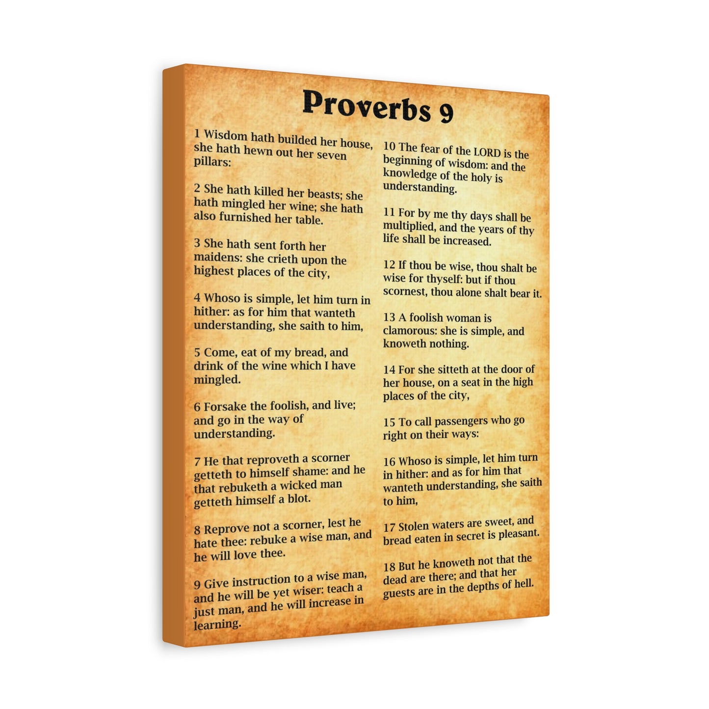 Scripture Walls Proverbs Chapter 9 Gold Bible Canvas Christian Wall Art Ready to Hang Unframed