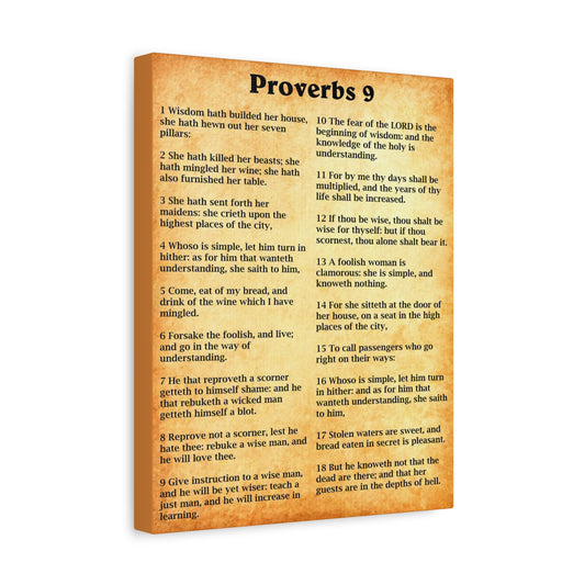 Scripture Walls Proverbs Chapter 9 Gold Bible Canvas Christian Wall Art Ready to Hang Unframed