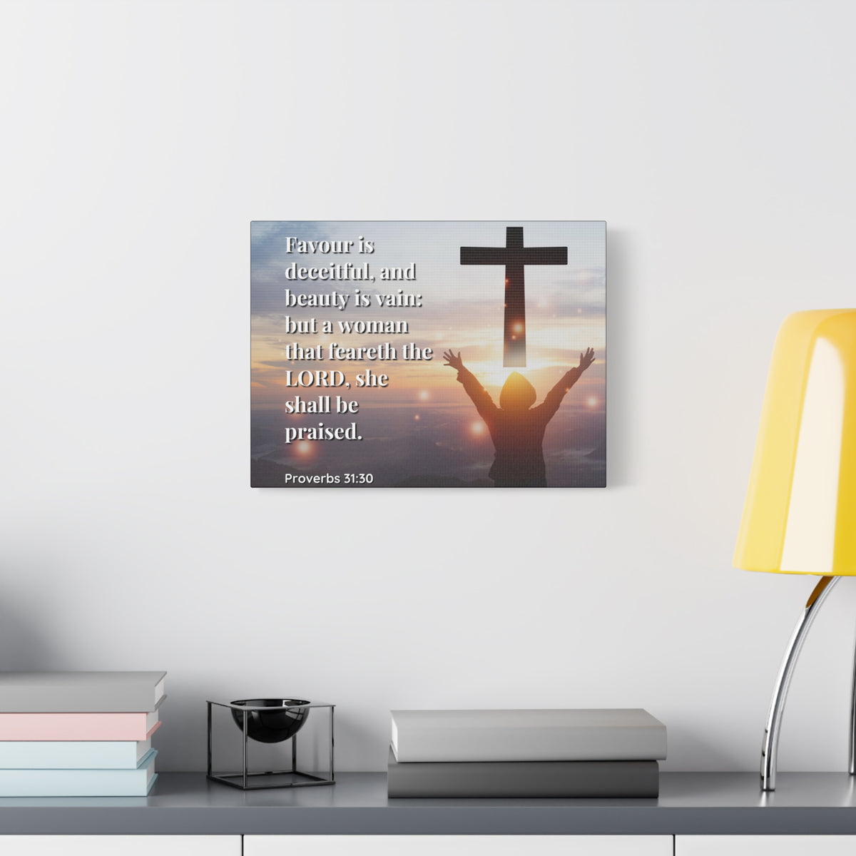 Scripture Canvas Fear The Lord Proverbs 31:30 Christian Wall Art Bible Verse Print Ready to Hang