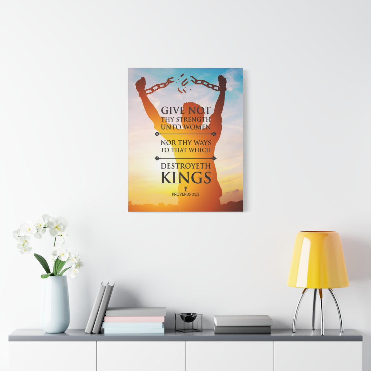 Scripture Canvas Destroyeth Kings Proverbs 31:3 Christian Wall Art Bible Verse Print Ready to Hang