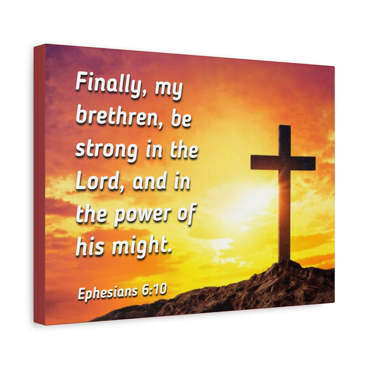 Scripture Canvas Be Strong Ephesians 6:10 Christian Wall Art Bible Verse Print Ready to Hang
