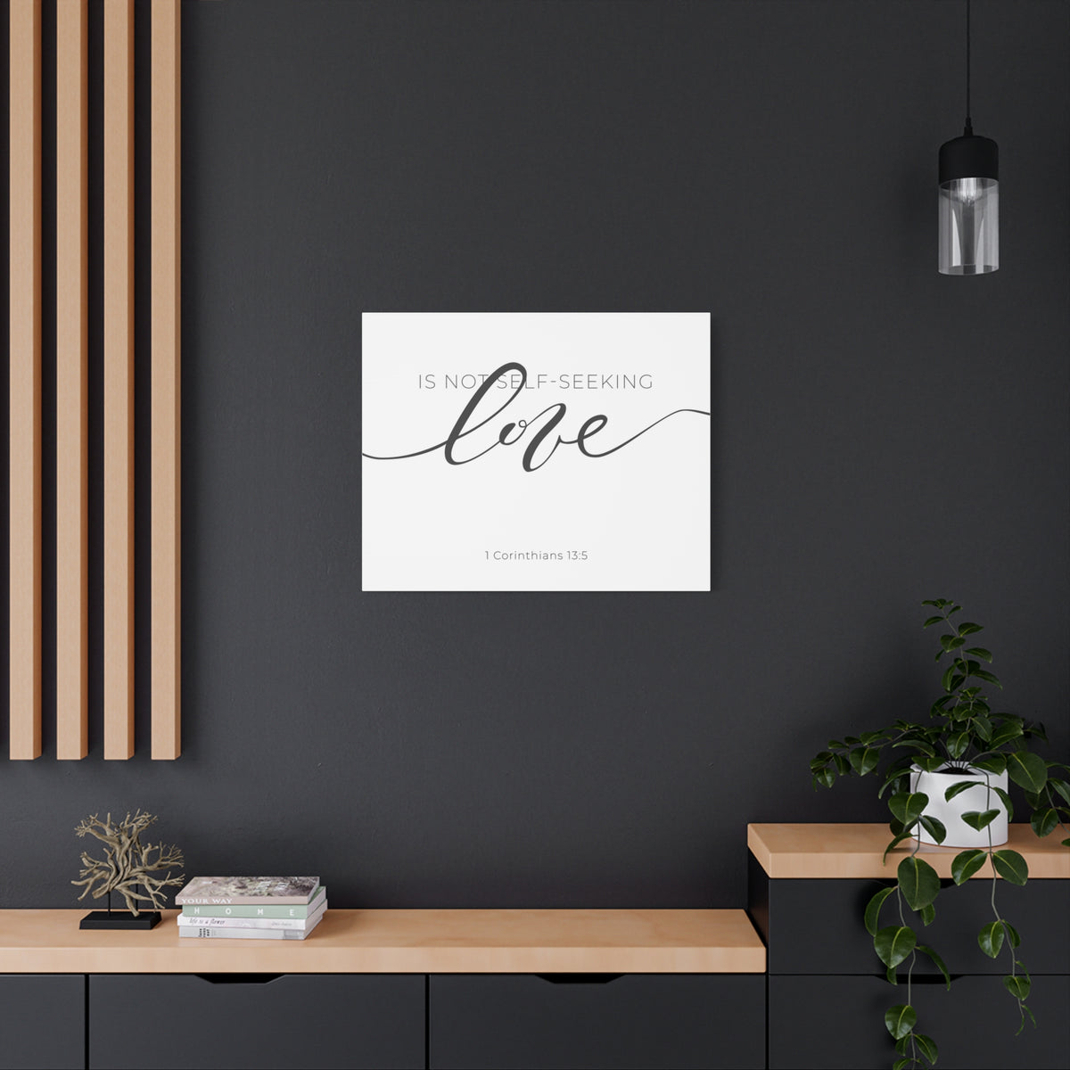 Scripture Canvas Love Cursive 1 Corinthians 13:5 Christian Wall Art Bible Verse Print Ready to Hang