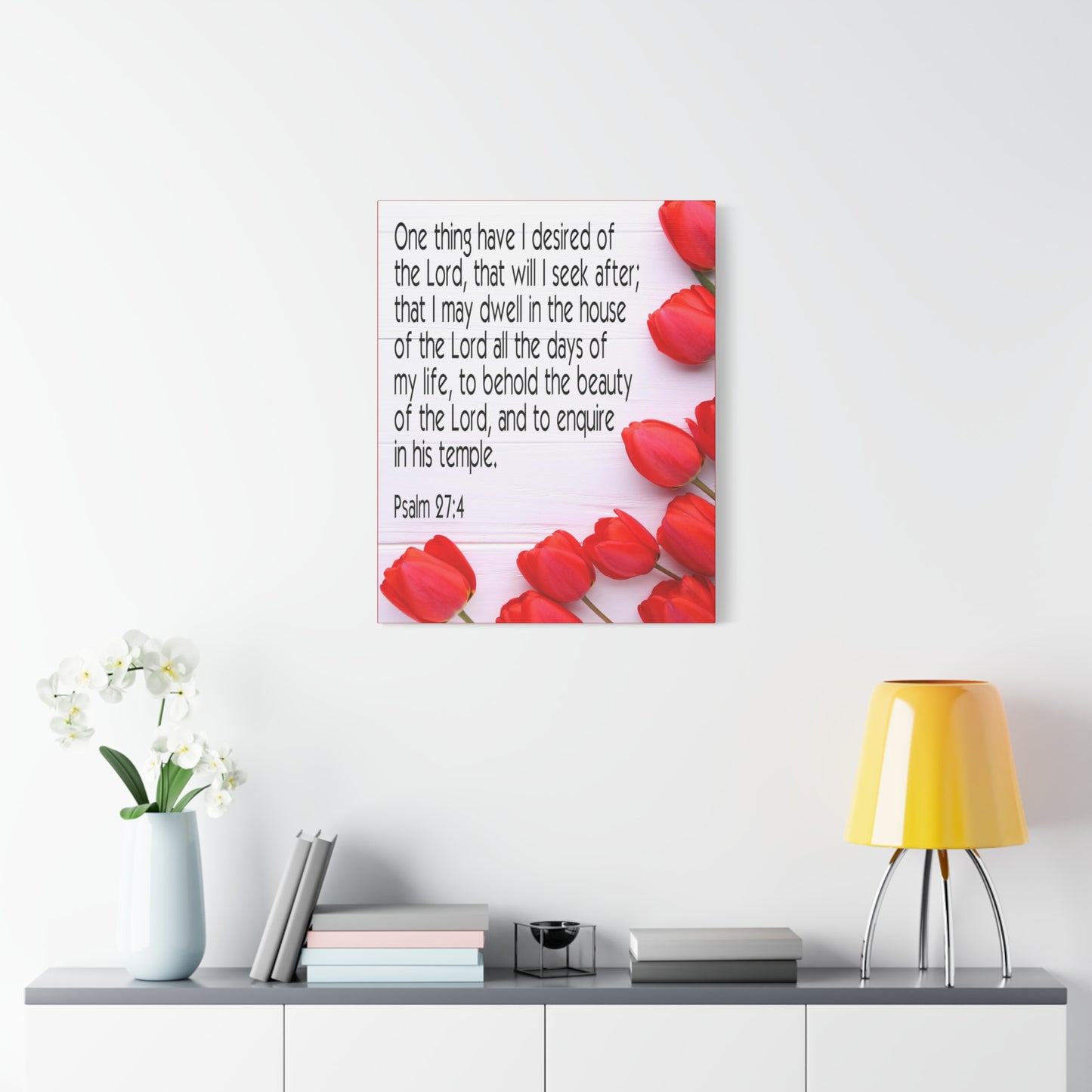 Scripture Canvas The Beauty of The Lord Psalm 27:4 Christian Wall Art Bible Verse Print Ready to Hang