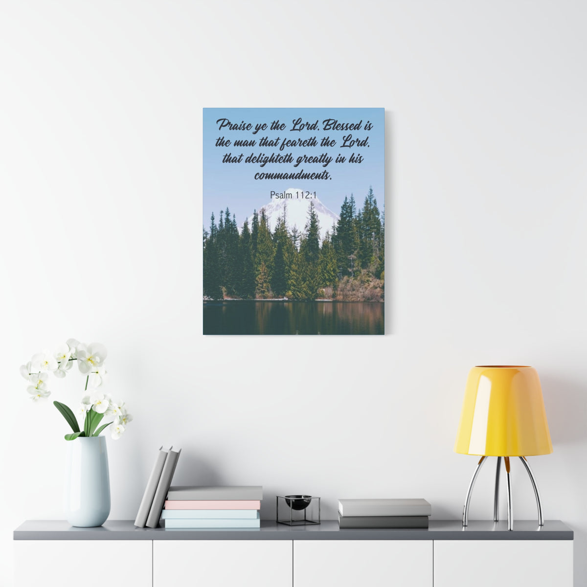Scripture Canvas Praise Ye The Lord Psalm 112:1 Christian Wall Art Bible Verse Print Ready to Hang