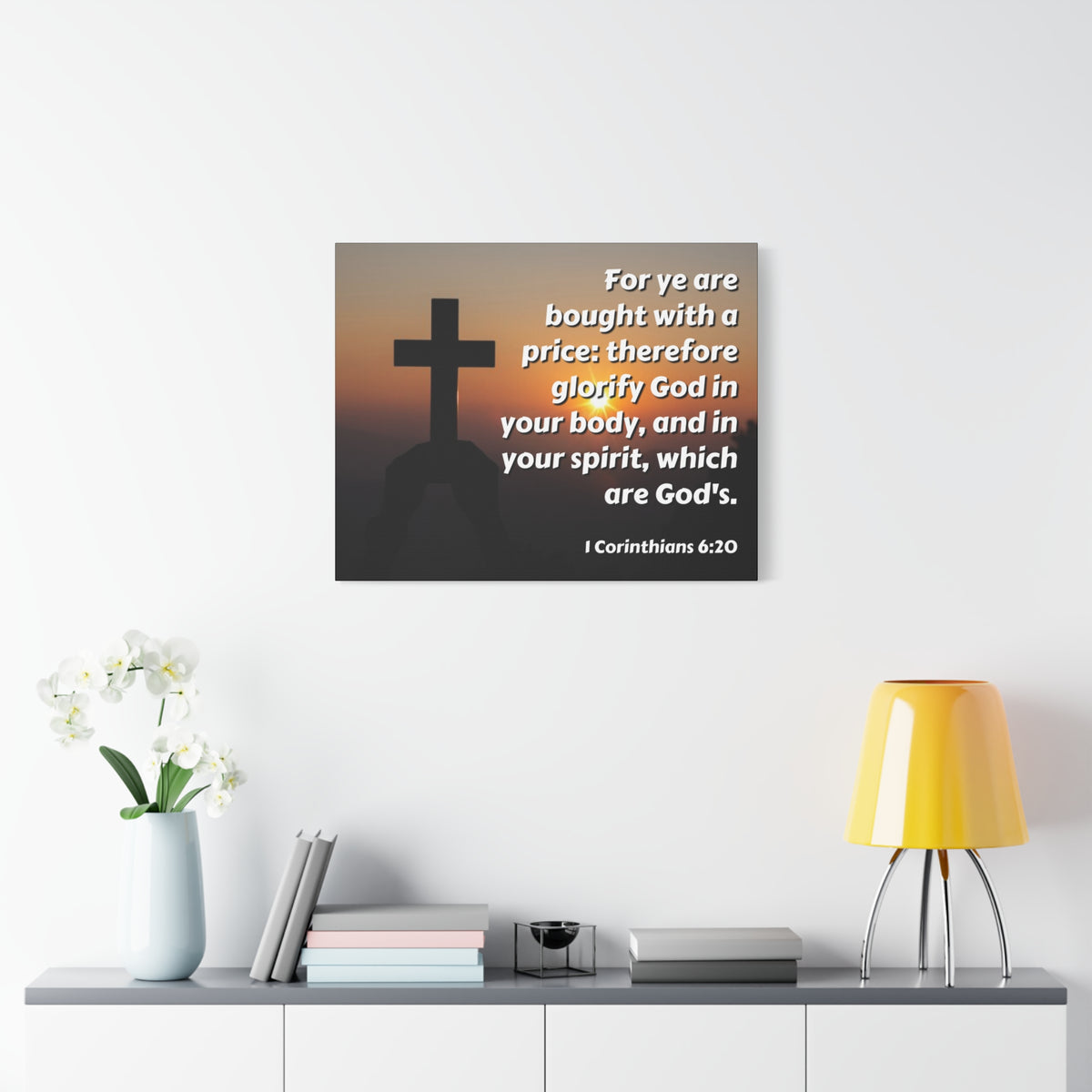 Scripture Canvas Glorify God 1 Corinthians 6:20 Christian Wall Art Bible Verse Print Ready to Hang