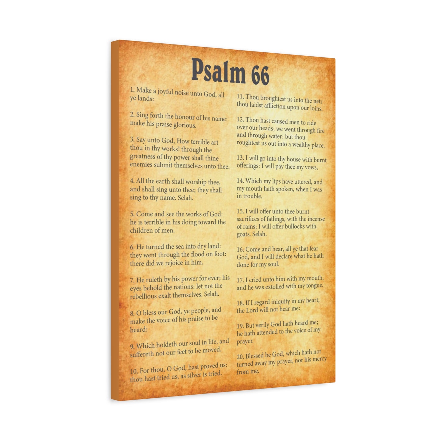 Scripture Walls Psalm 66 Gold Bible Chapter Canvas Christian Wall Art Ready to Hang