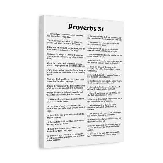 Proverbs 31 Matte Canvas Print — Stretched 1.25" Inspirational Scripture Wall Art