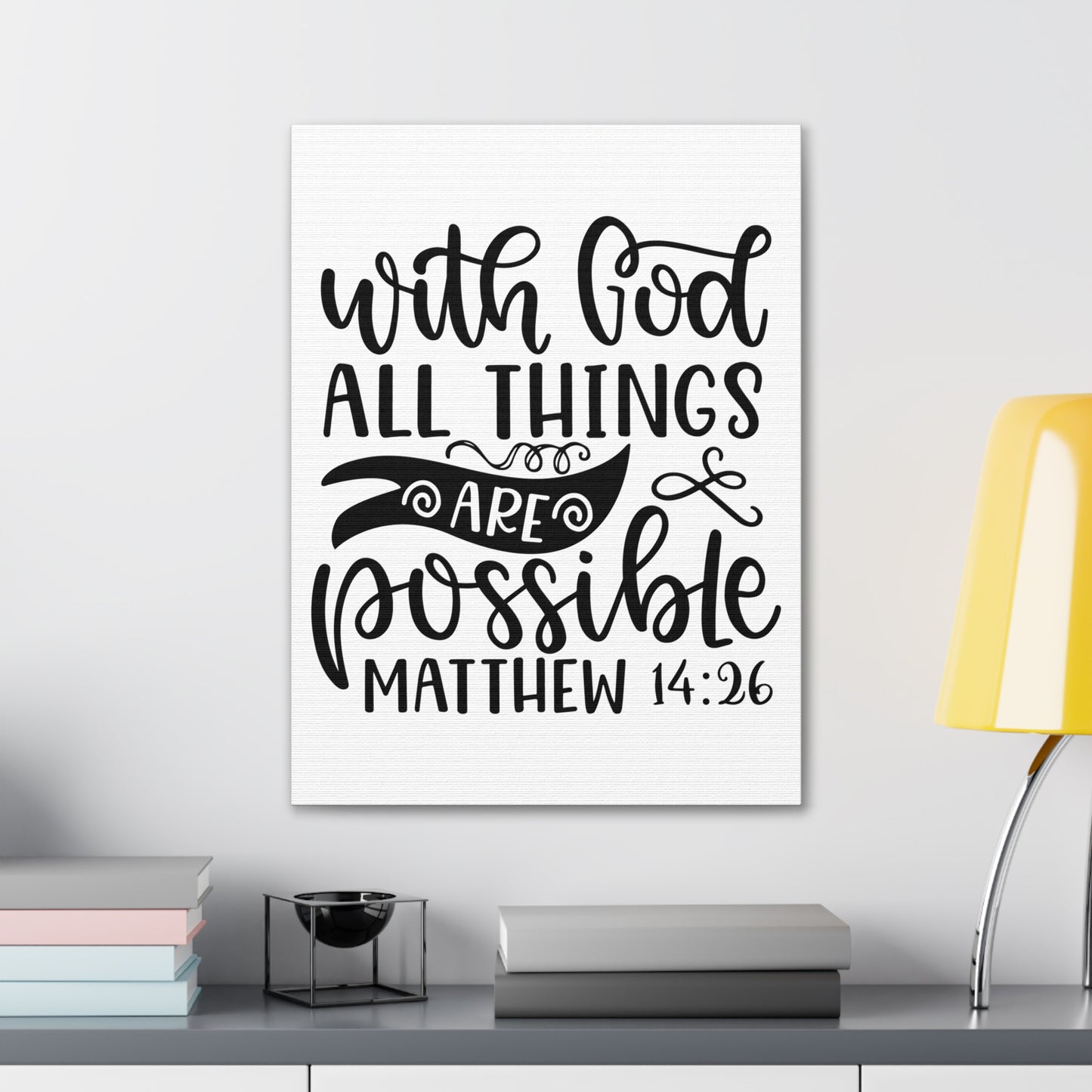 With God Matthew 14:26 Bible Verse Canvas Christian Wall Art Ready to Hang