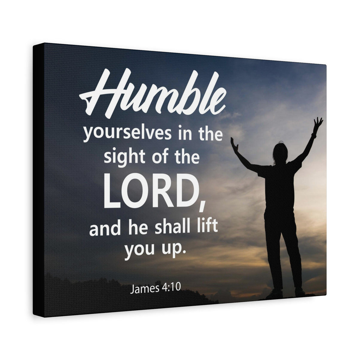 Scripture Canvas Humble Yourselves in The Lord James 4:10 Christian Wall Art Bible Verse Print Ready to Hang