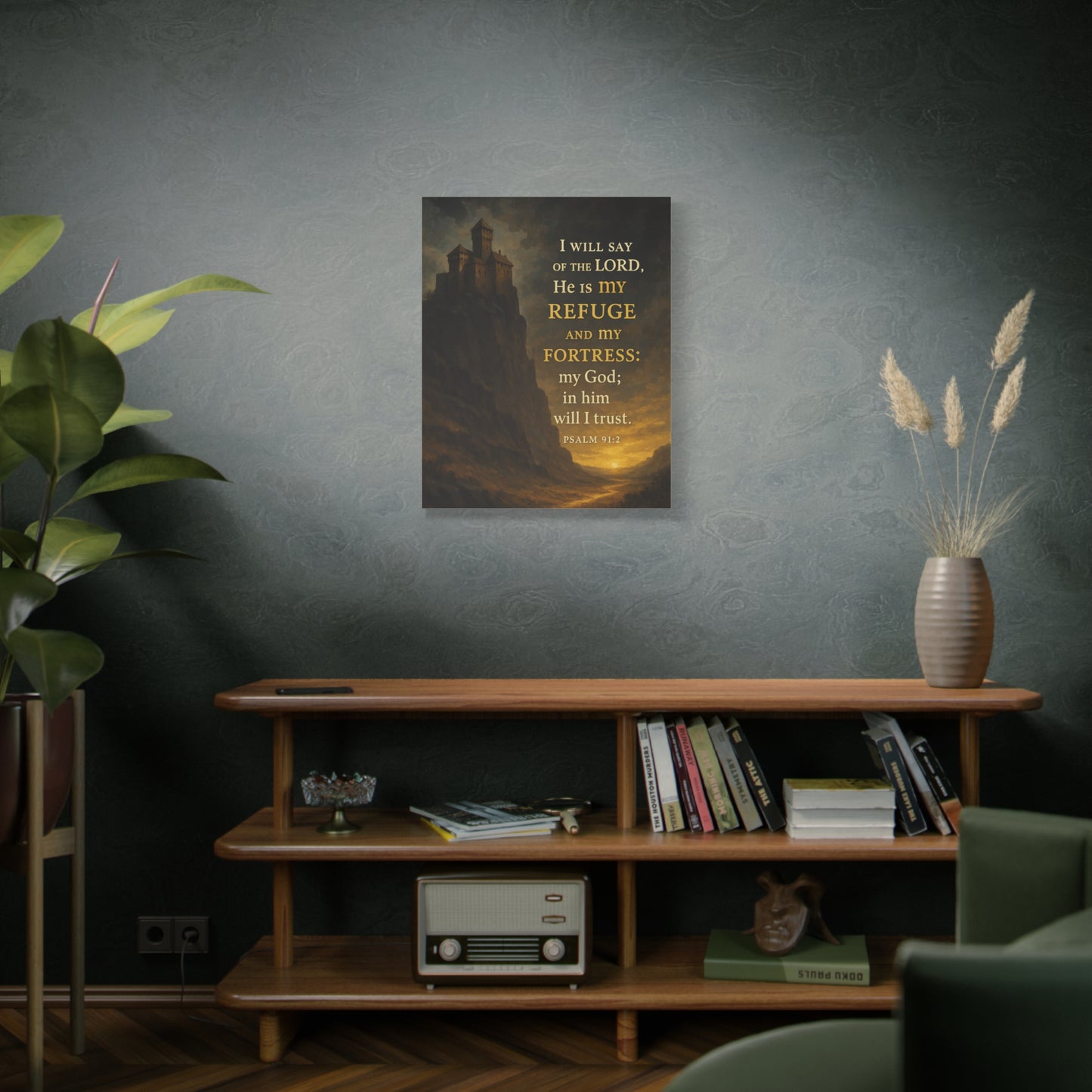 Bible Verse Canvas Psalm 91:2 Christian Home Décor Wall Art Scripture Ready to Hang Faith Print