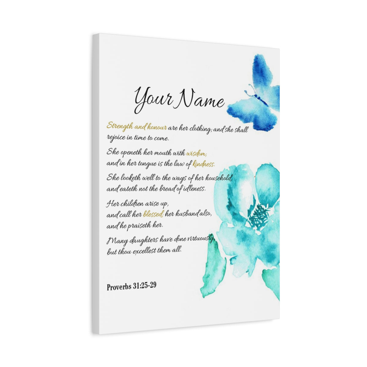 Scripture Walls Personalized She is Strong Proverbs 31:25-29 Bible Chapter Canvas Christian Wall Art Ready to Hang