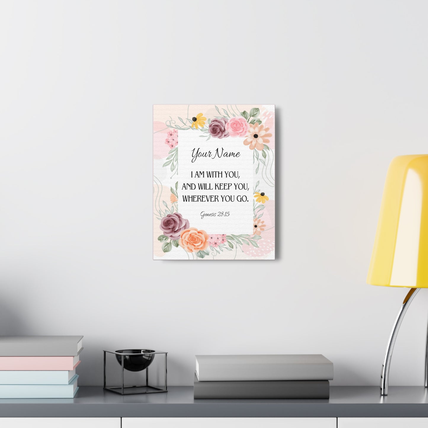 Personalized Genesis 28:15 I Am With You  Bible Chapter Canvas Christian Wall Art Ready to Hang
