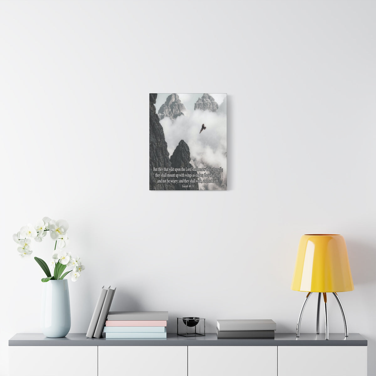 Scripture Canvas Wait Upon the Lord Isaiah 40:3 Christian Wall Art Bible Verse Print Ready to Hang