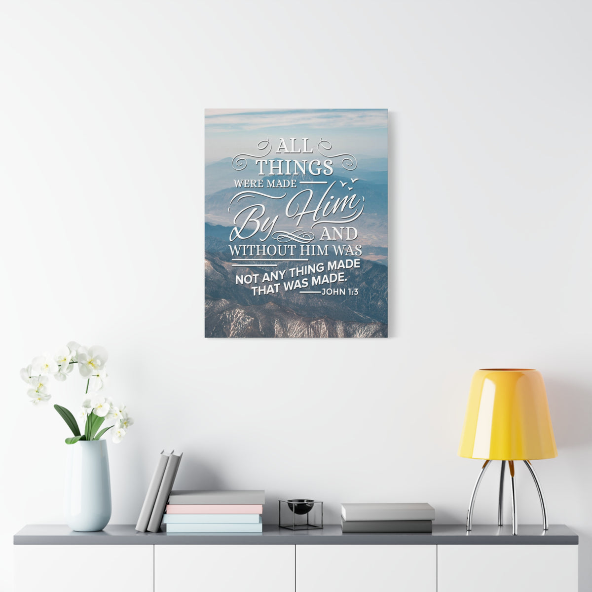 Scripture Canvas Made by Him John 1:3 Christian Wall Art Bible Verse Print Ready to Hang