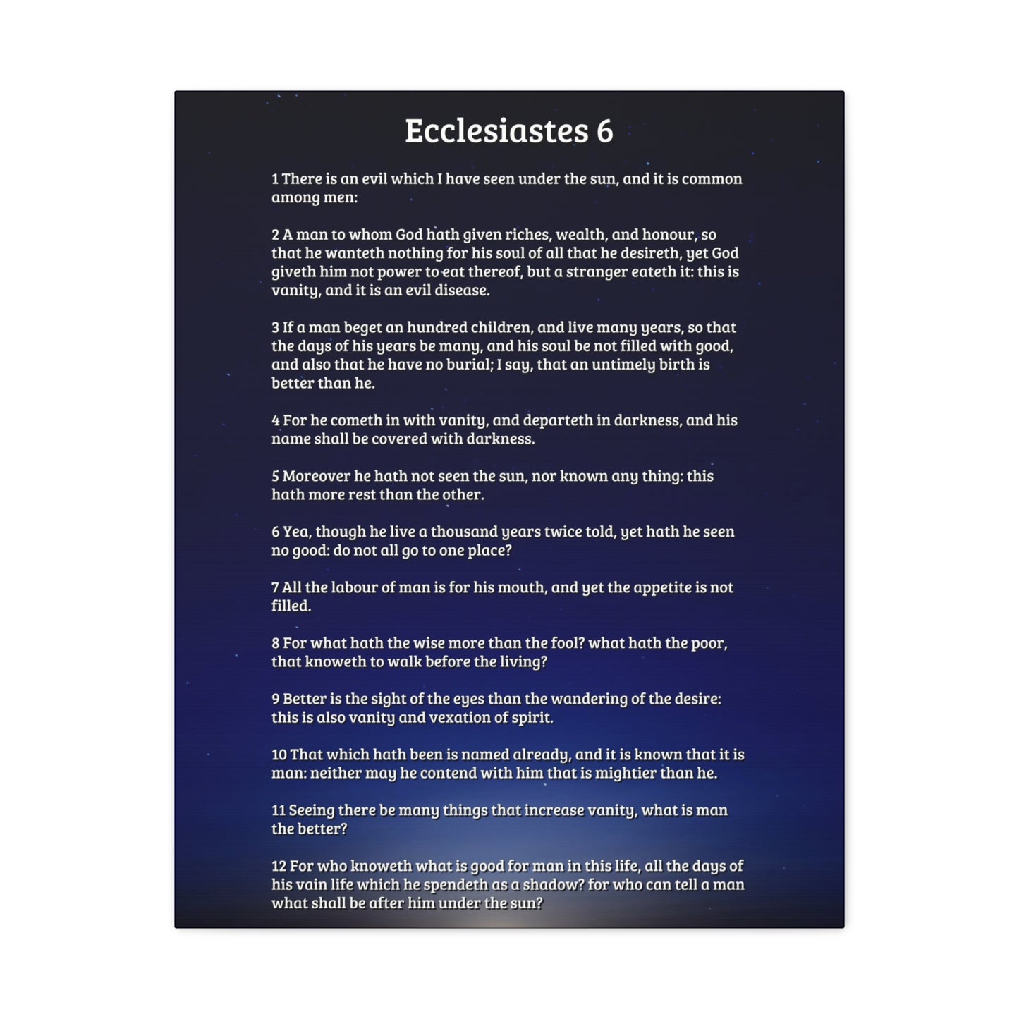 Vanity Of Riches Ecclesiastes 6 Bible Verse Canvas Christian Wall Art Ready to Hang