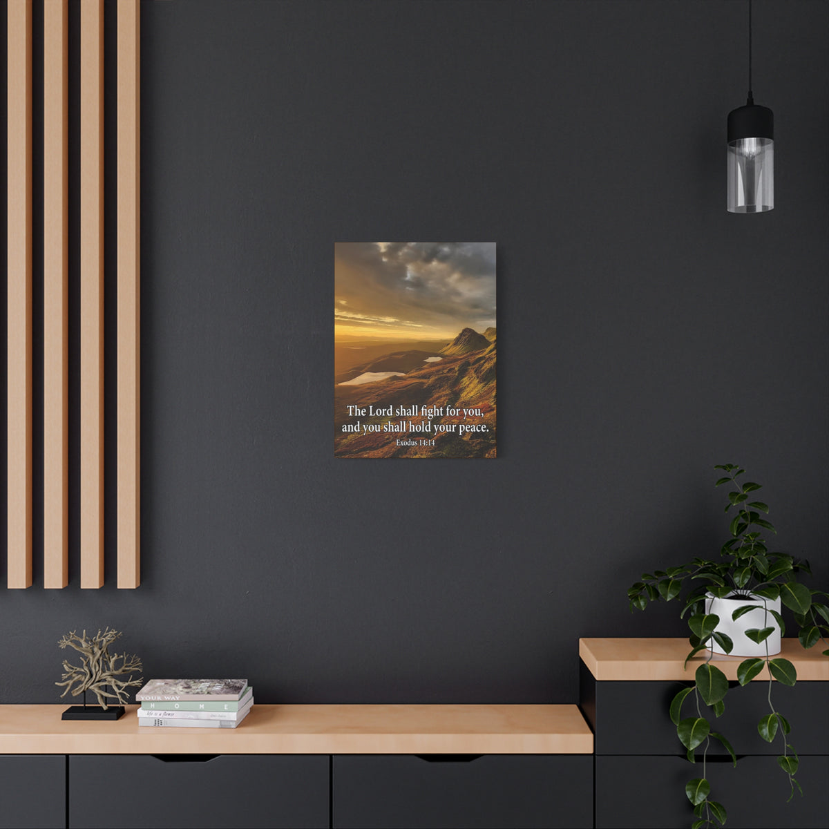 Scripture Canvas The Lord Shall Fight For You Romans 8:31 Christian Wall Art Bible Verse Print Ready to Hang