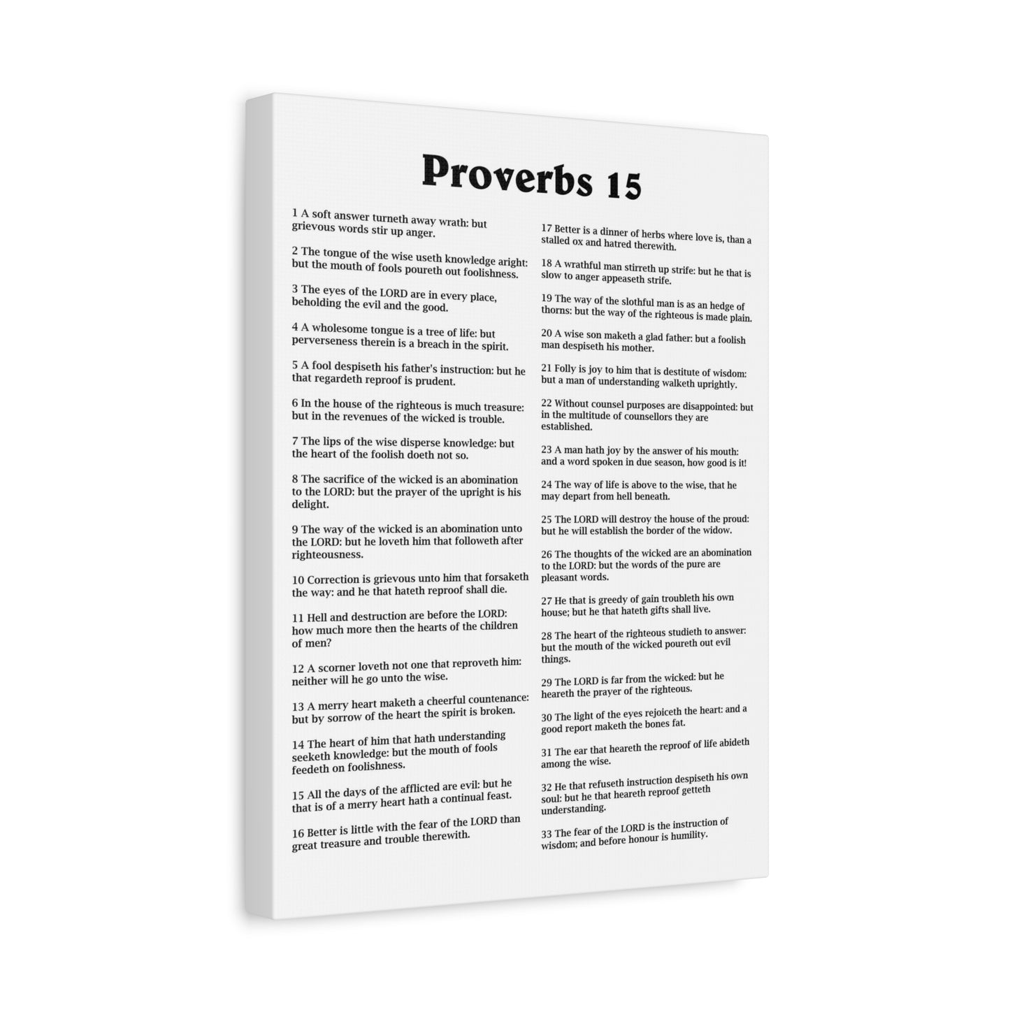 Scripture Walls Proverbs Chapter 15 White Bible Canvas Christian Wall Art Ready to Hang Unframed