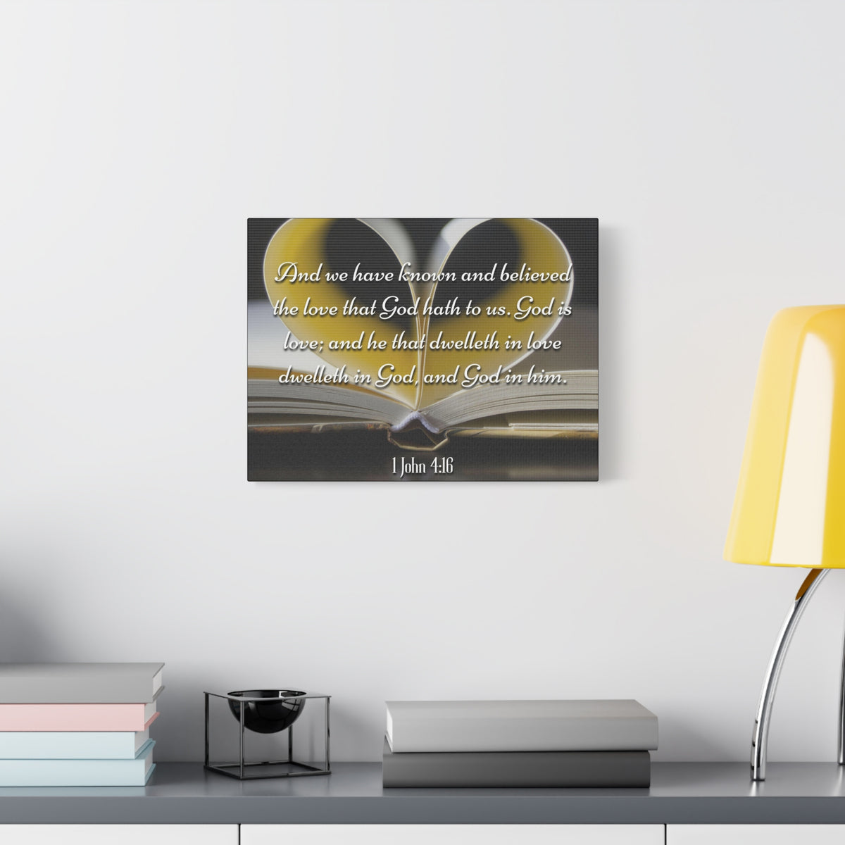 Scripture Canvas God Is Love 1 John 4:16 Christian Wall Art Bible Verse Print Ready to Hang