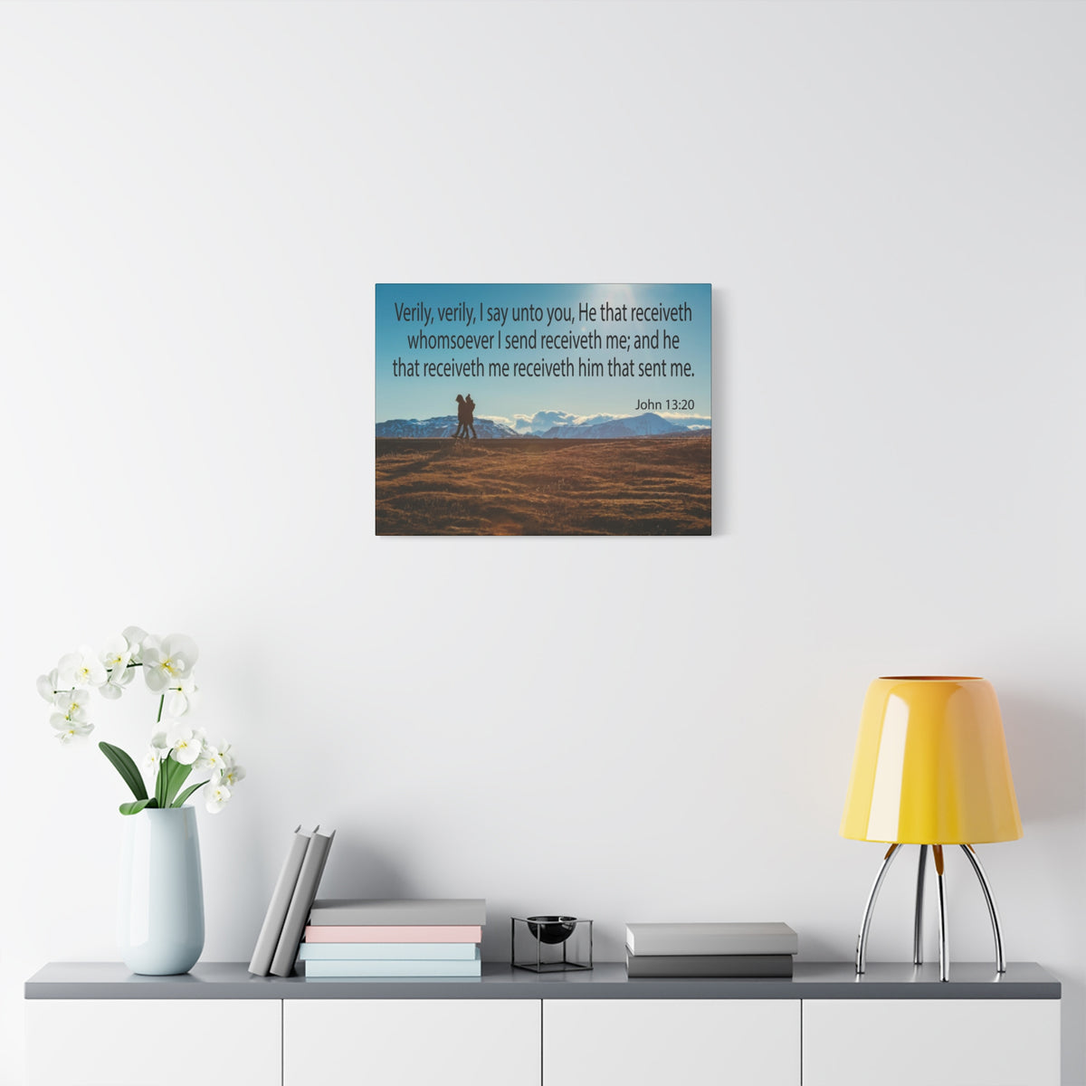 Scripture Canvas I Say Unto You John 13:20 Christian Wall Art Bible Verse Print Ready to Hang