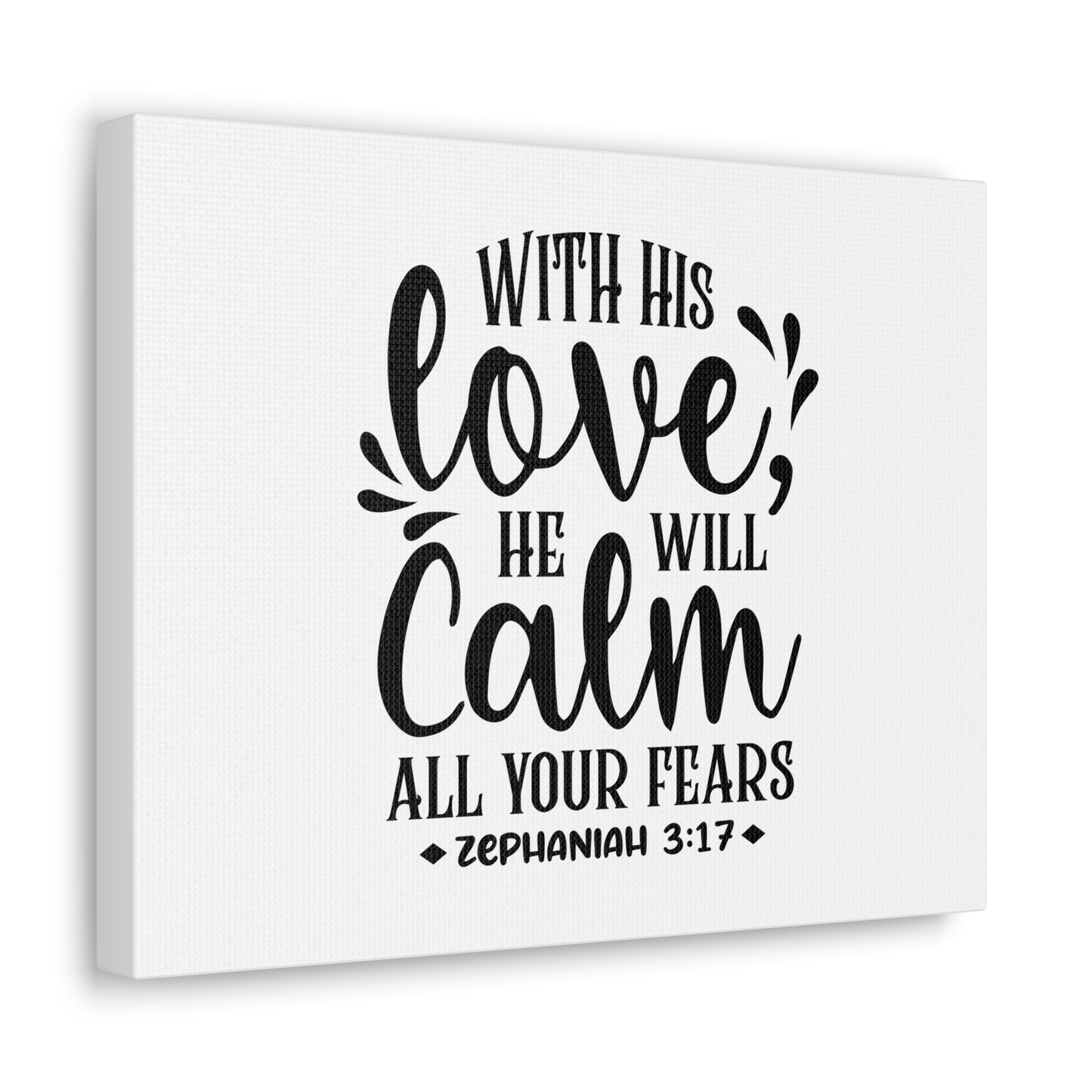 With His Love Zephaniah 3:17 Bible Verse Canvas Christian Wall Art Ready to Hang