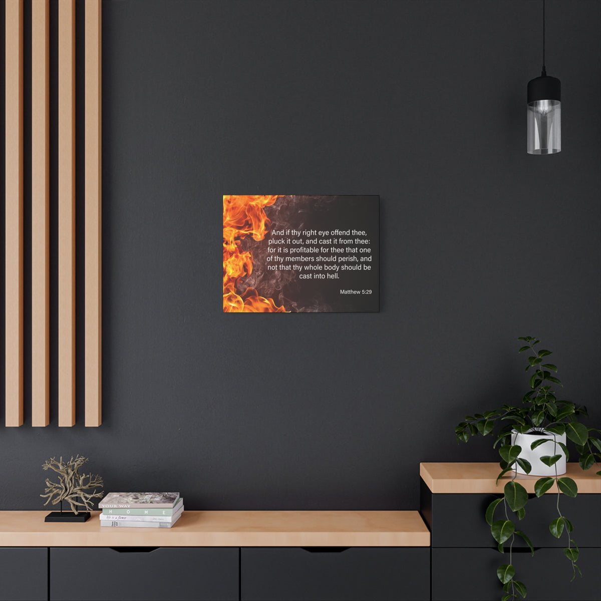 Scripture Canvas Pluck the Right Eye Matthew 5:29 Christian Wall Art Bible Verse Print Ready to Hang