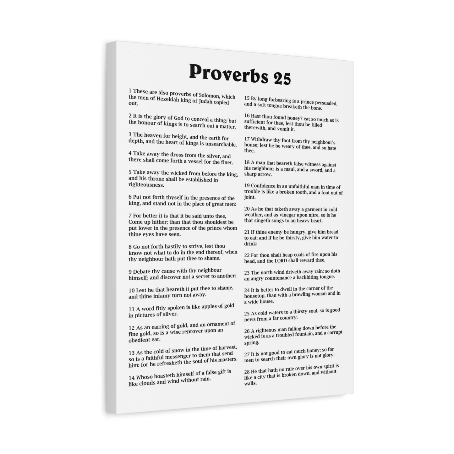 Scripture Walls Proverbs Chapter 25 White Bible Canvas Christian Wall Art Ready to Hang Unframed