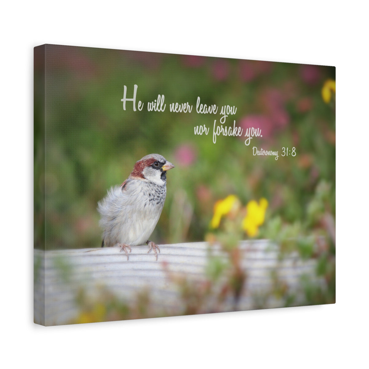 Scripture Canvas Will Never Leave You Deuteronomy 31:8 Christian Wall Art Bible Verse Print Ready to Hang
