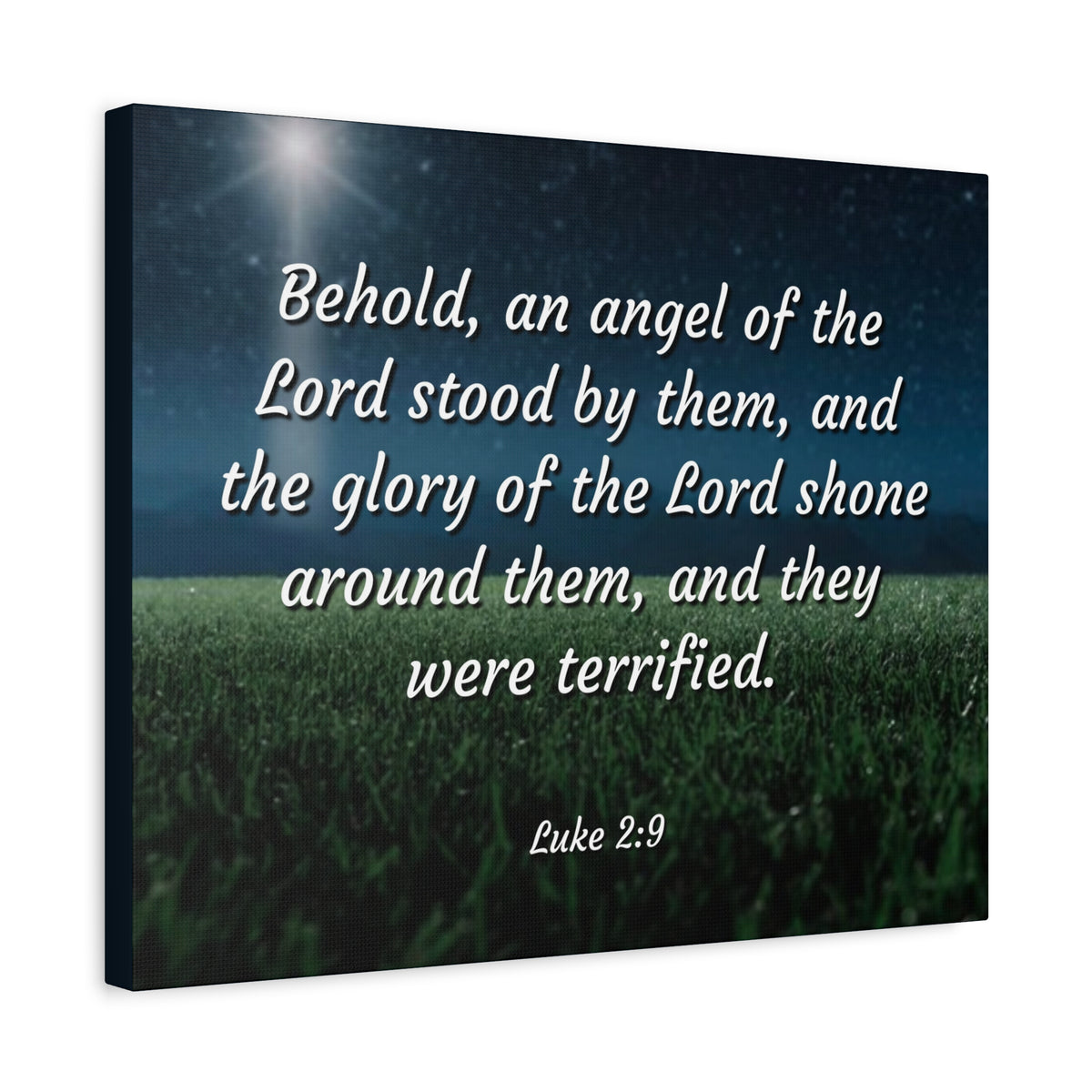 Scripture Canvas The Angel Luke 2:9 Christian Wall Art Bible Verse Print Ready to Hang