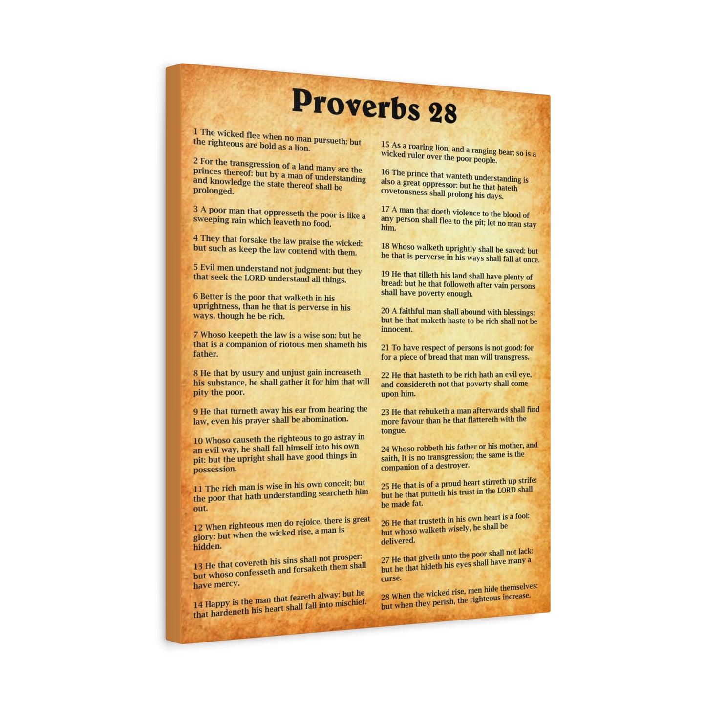 Scripture Walls Proverbs Chapter 28 Gold Bible Canvas Christian Wall Art Ready to Hang Unframed
