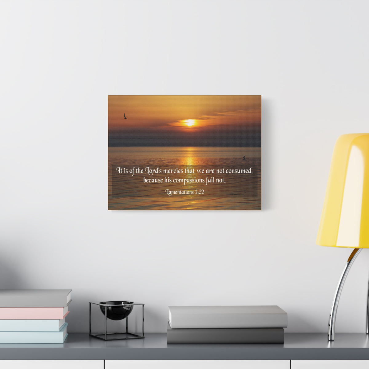Scripture Canvas Lord's Mercies Lamentations 3:22 Christian Wall Art Bible Verse Print Ready to Hang