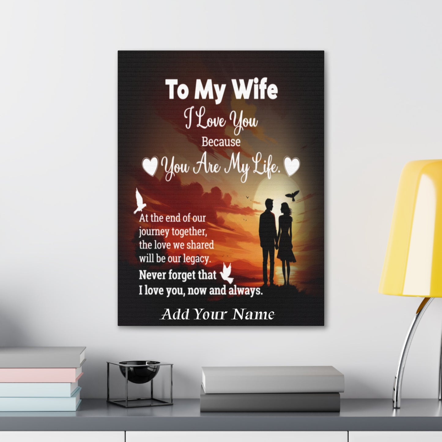 Personalized To My Wife Sunset Romance Canvas Wall Art - Heartfelt Gift of Love & Legacy