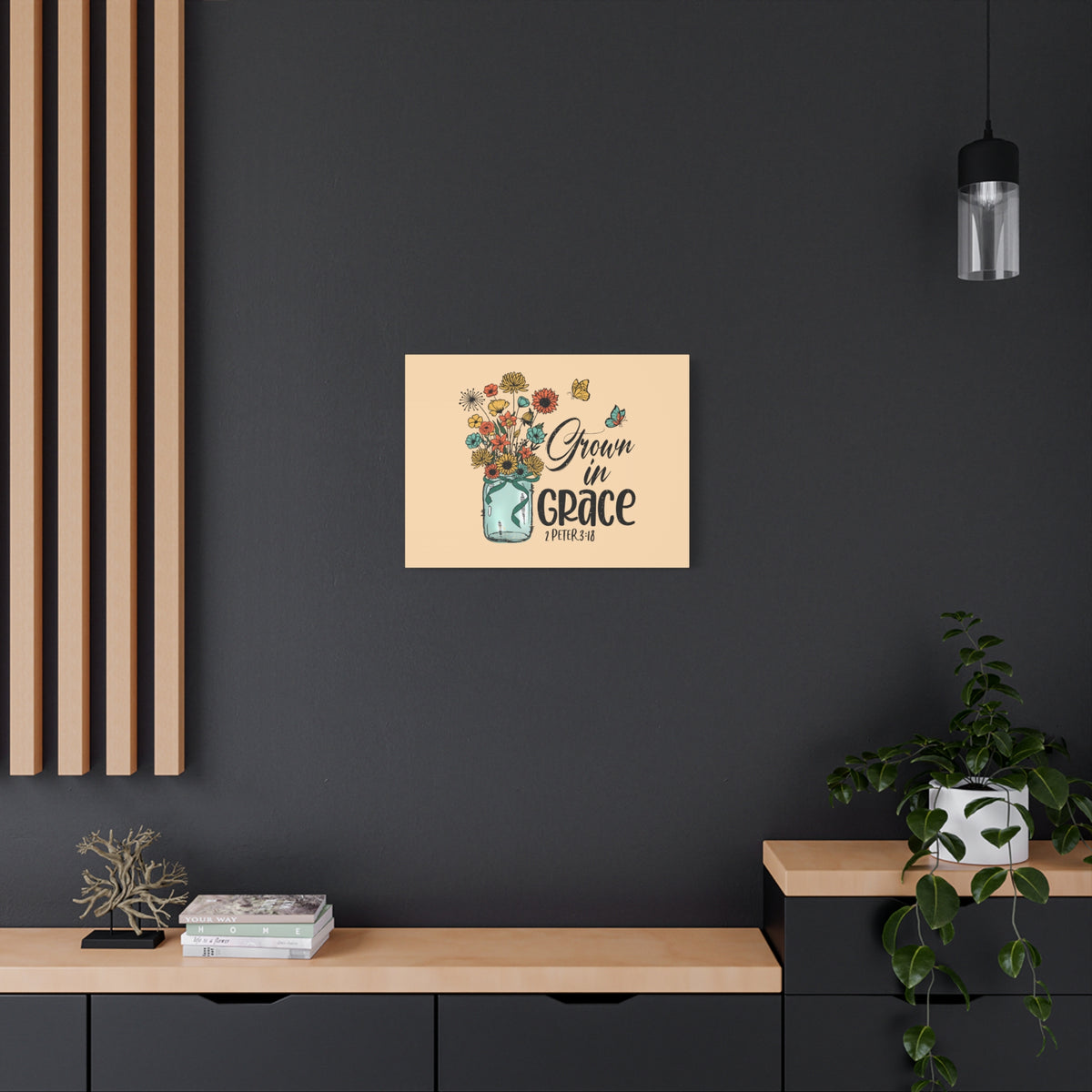 Scripture Canvas Grown In Grace 2 Peter 3:18 Christian Wall Art Bible Verse Print Ready to Hang
