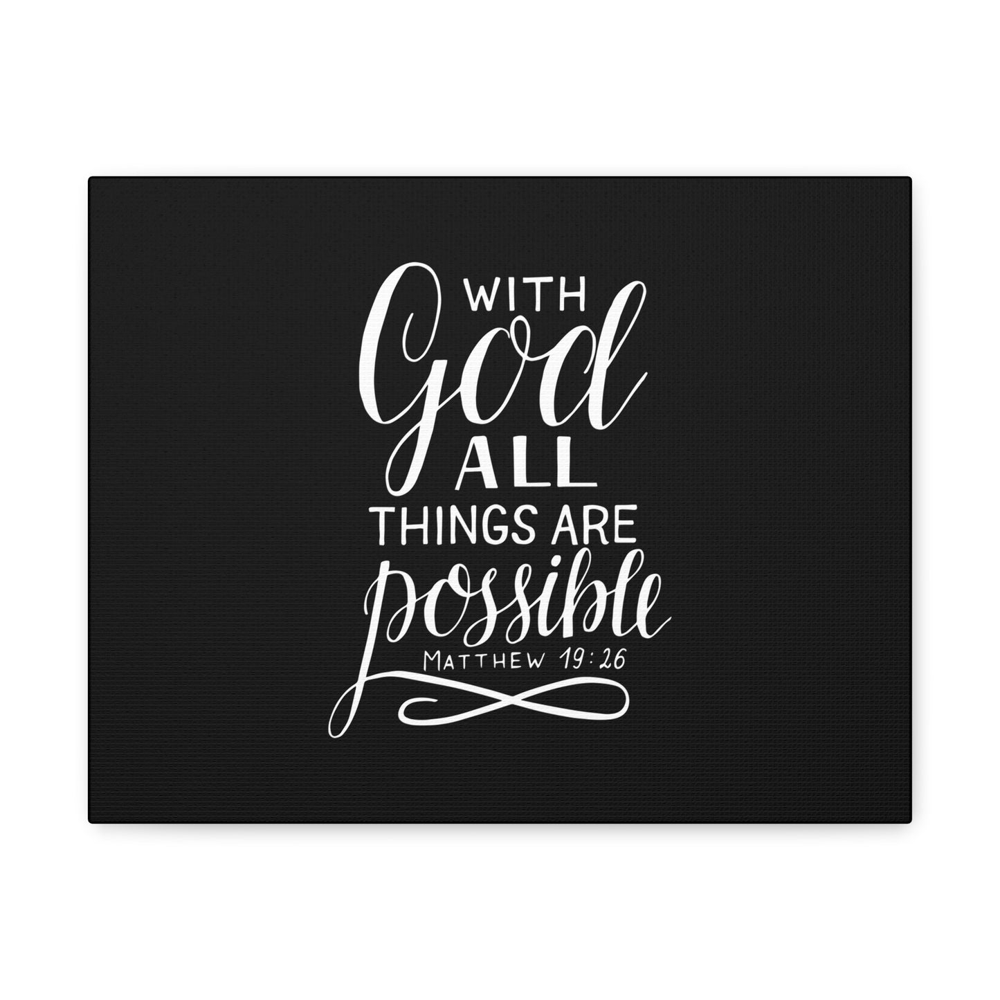 With God All Things Are Possible Matthew 19:26 Black Christian Wall Art Bible Verse Print Ready to Hang
