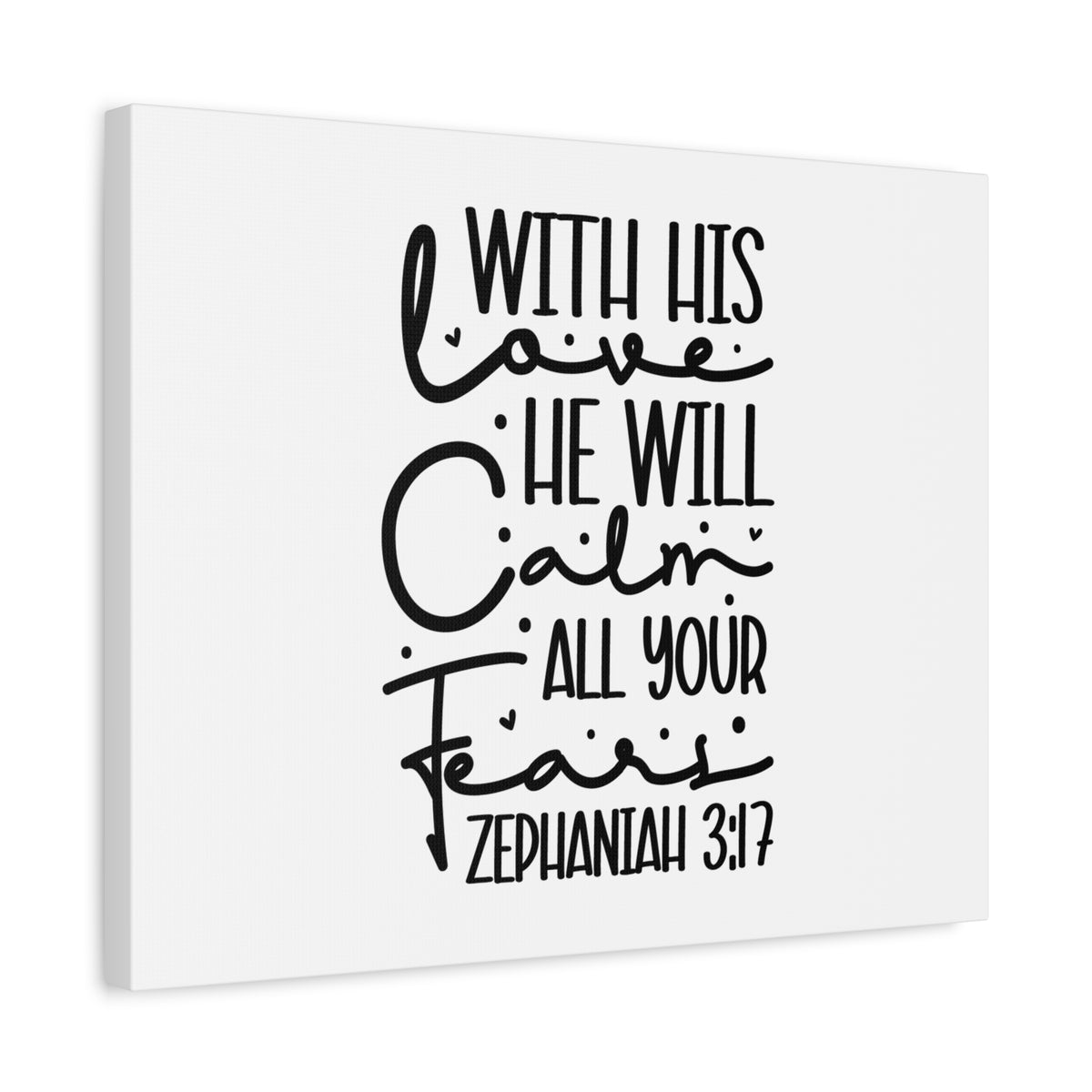Scripture Canvas With His Love Zephaniah 3:17 Christian Wall Art Bible Verse Print Ready to Hang