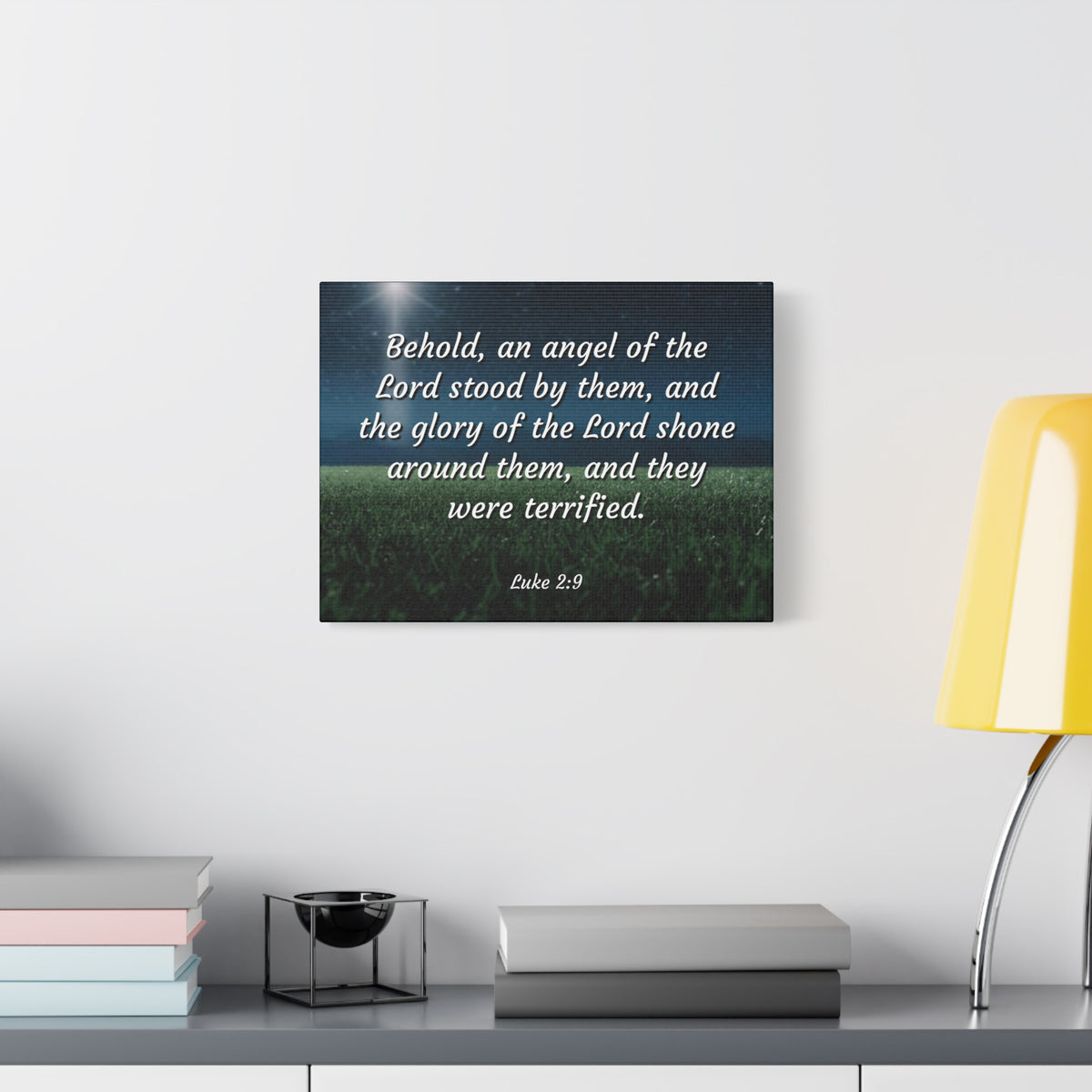 Scripture Canvas The Angel Luke 2:9 Christian Wall Art Bible Verse Print Ready to Hang