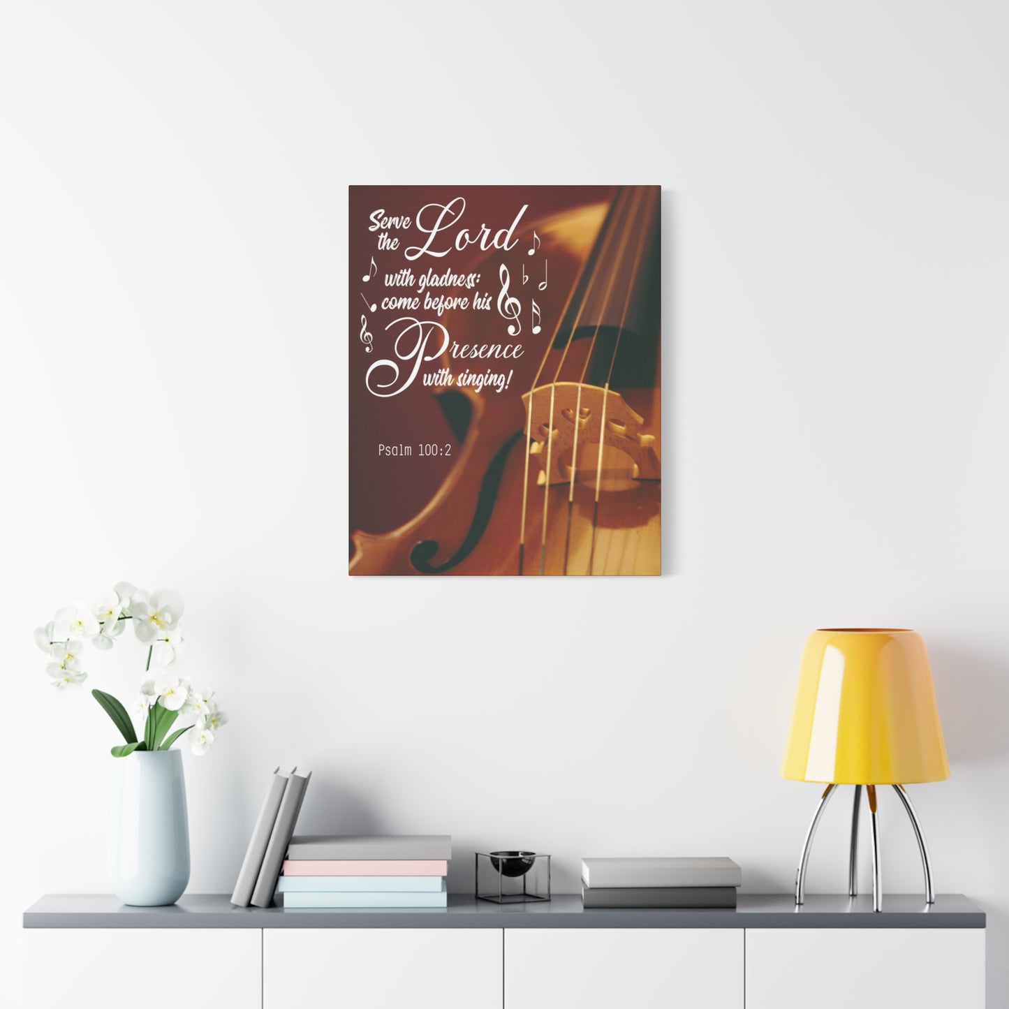 Scripture Canvas Serve the Lord With Gladness Psalm 100:2 Christian Wall Art Bible Verse Print Ready to Hang