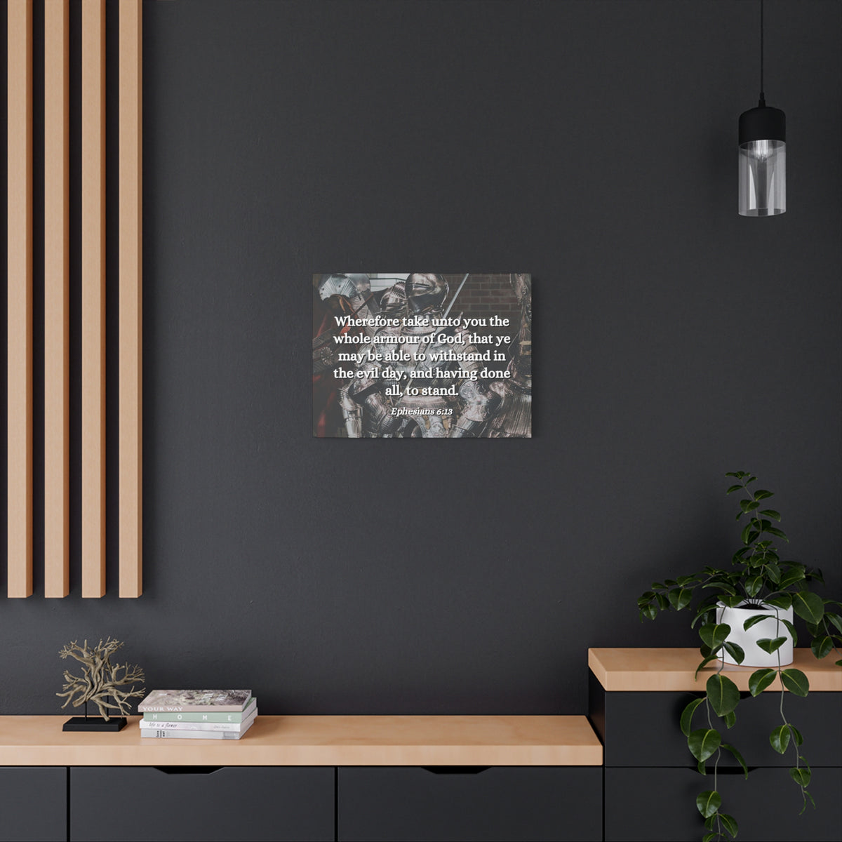 Scripture Canvas Whole Armour Ephesians 6:13 Christian Wall Art Bible Verse Print Ready to Hang