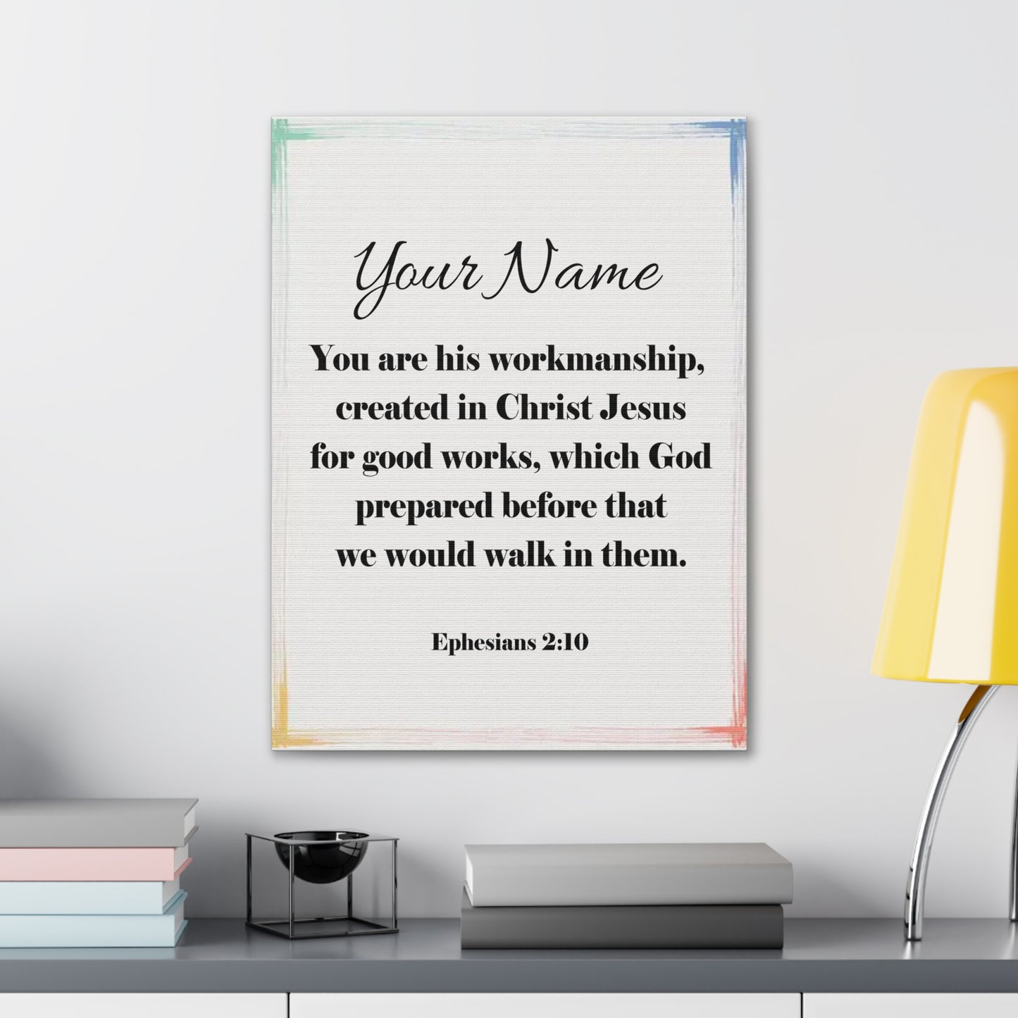 Personalized Ephesians 2:10 Bible Chapter Canvas Christian Wall Art Ready to Hang