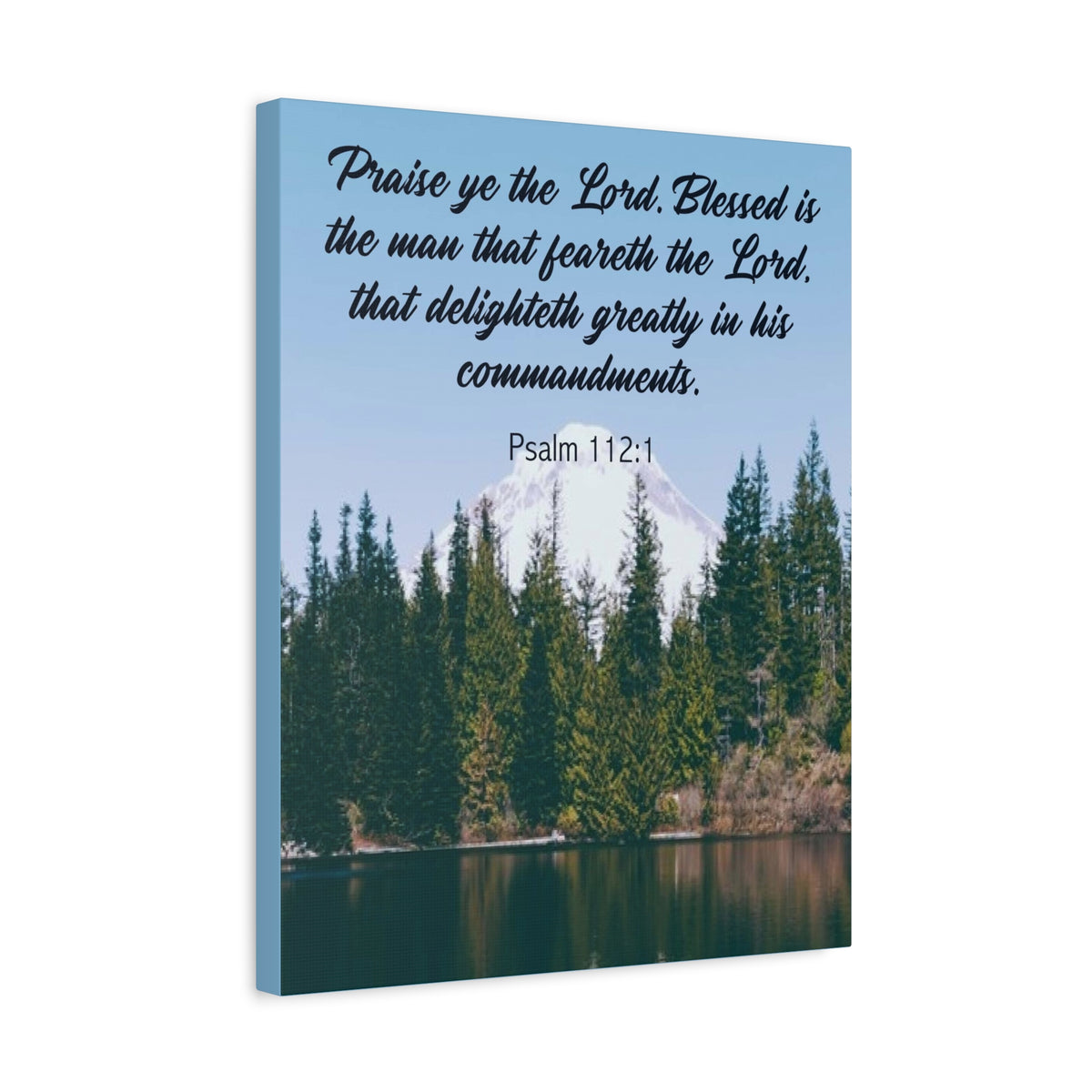 Scripture Canvas Praise Ye The Lord Psalm 112:1 Christian Wall Art Bible Verse Print Ready to Hang