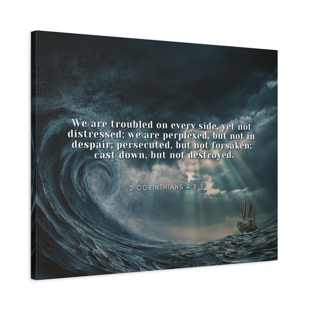 Scripture Canvas Adversity 2 Corinthians 4:8-9 Christian Wall Art Bible Verse Print Ready to Hang