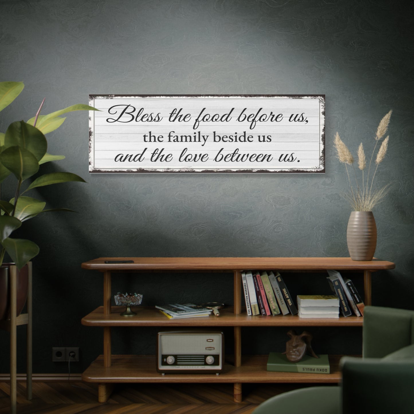 Scripture Walls Bless The Food White Bible Verse Canvas Christian Wall Art Ready to Hang Unframed