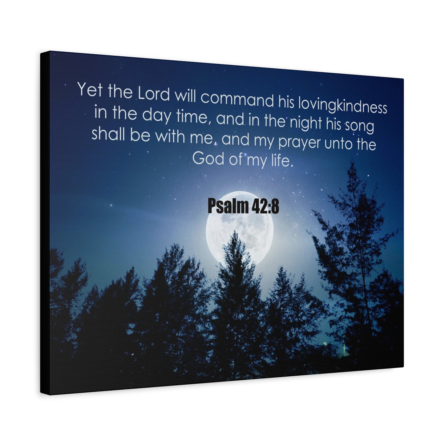 Bible Verse Canvas God of My Life Psalm 42:8 Christian Home Décor Wall Art Scripture Ready to Hang Faith Print