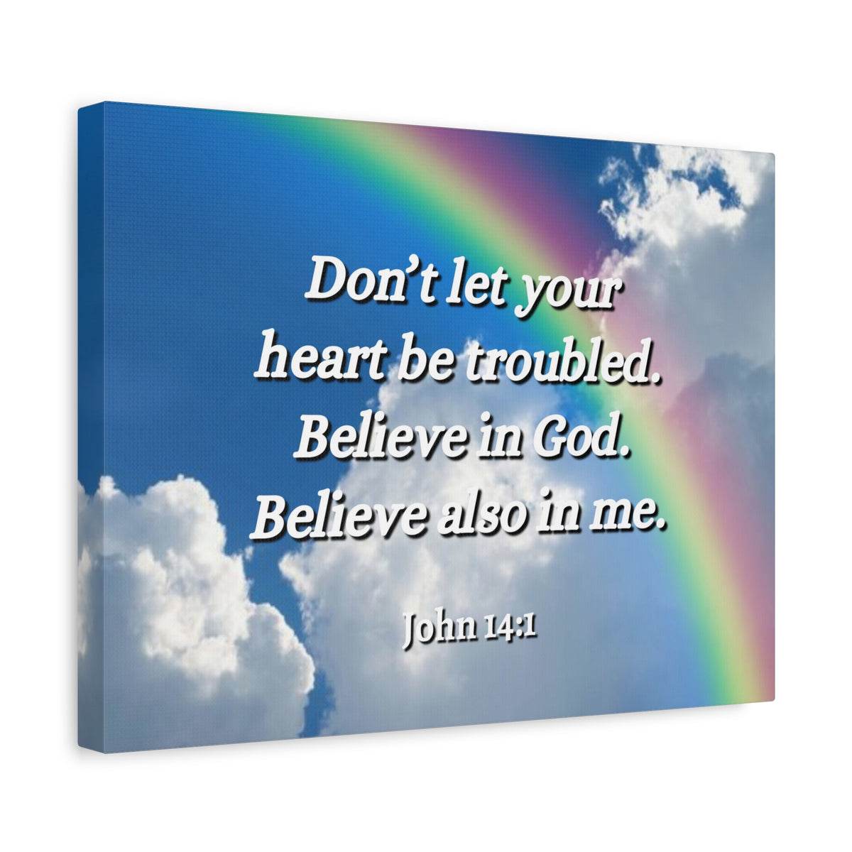 Scripture Canvas Believe In God John 14:1 Christian Wall Art Bible Verse Print Ready to Hang