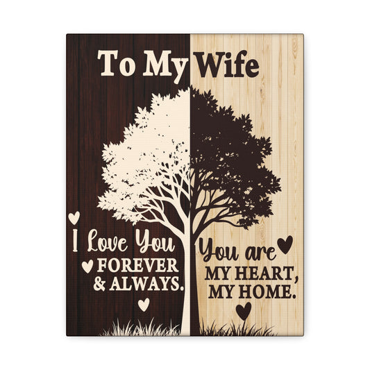To My Wife Heart and Home Canvas Wall Art - A Timeless Gift of Love