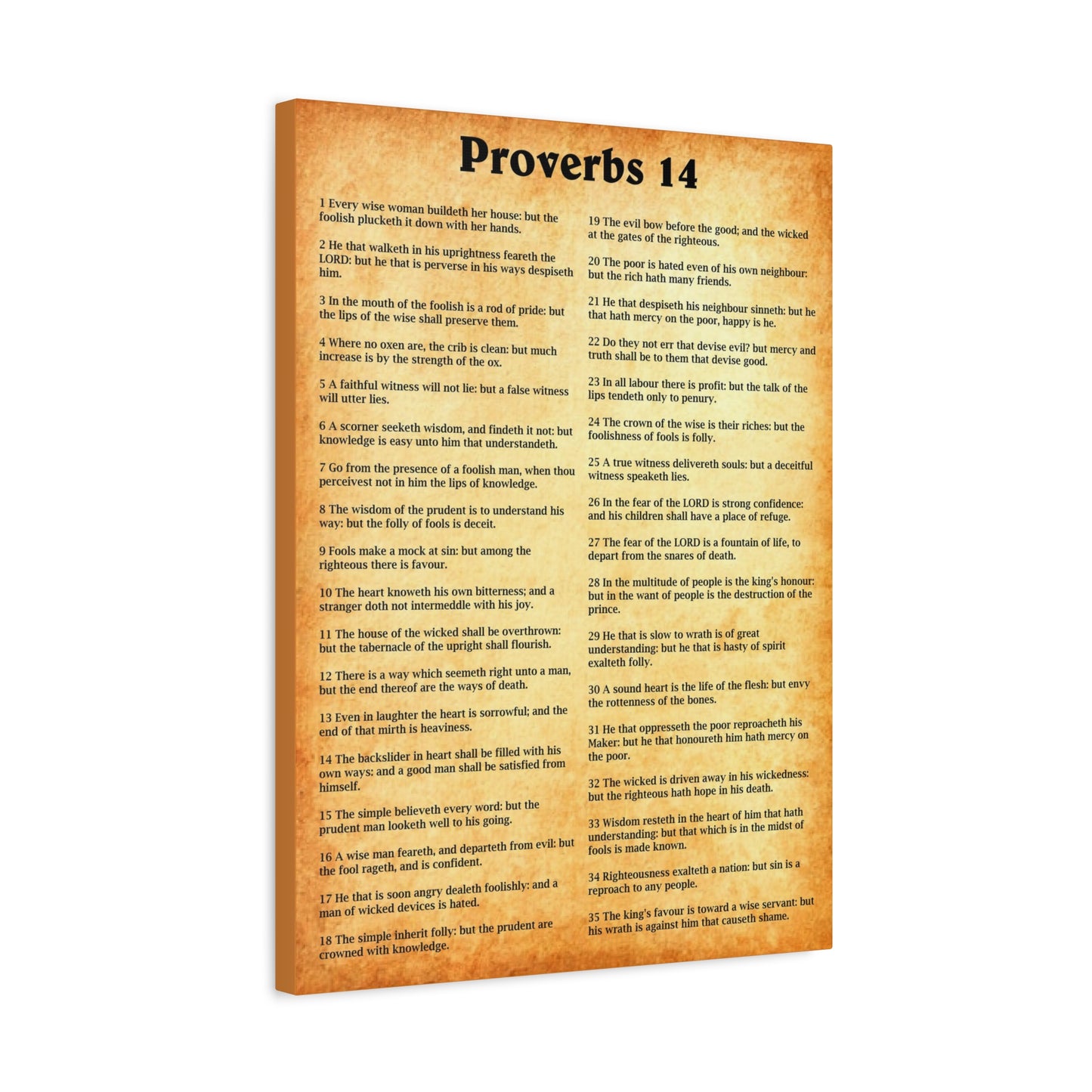 Scripture Walls Proverbs Chapter 14 Gold Bible Canvas Christian Wall Art Ready to Hang Unframed