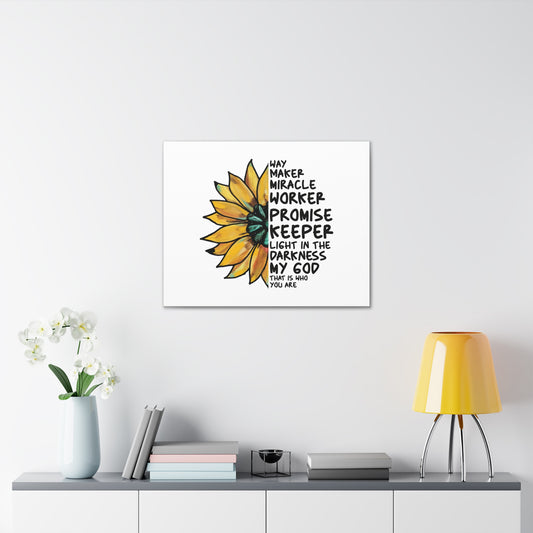 Way Maker, Miracle Worker 1 John 1:5 Yellow Flower Christian Wall Art Bible Verse Print Ready to Hang