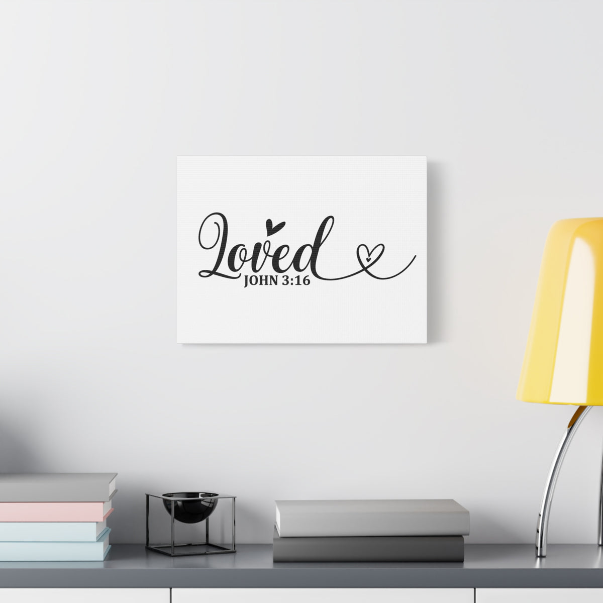 Scripture Canvas Loved Heart John 3:16 Christian Wall Art Bible Verse Print Ready to Hang