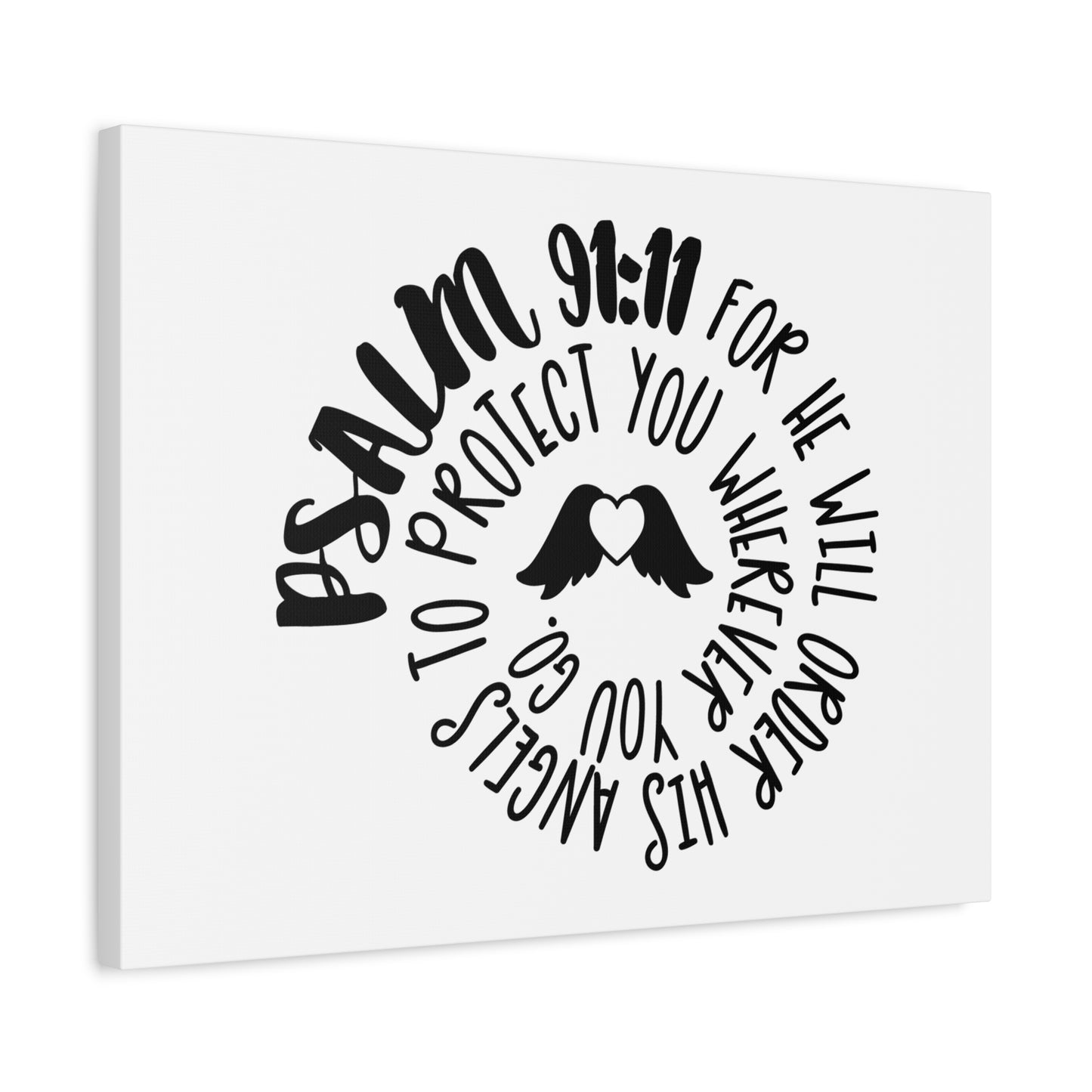 Scripture Canvas Protect You Psalm 91:11 Christian Wall Art Bible Verse Print Ready to Hang